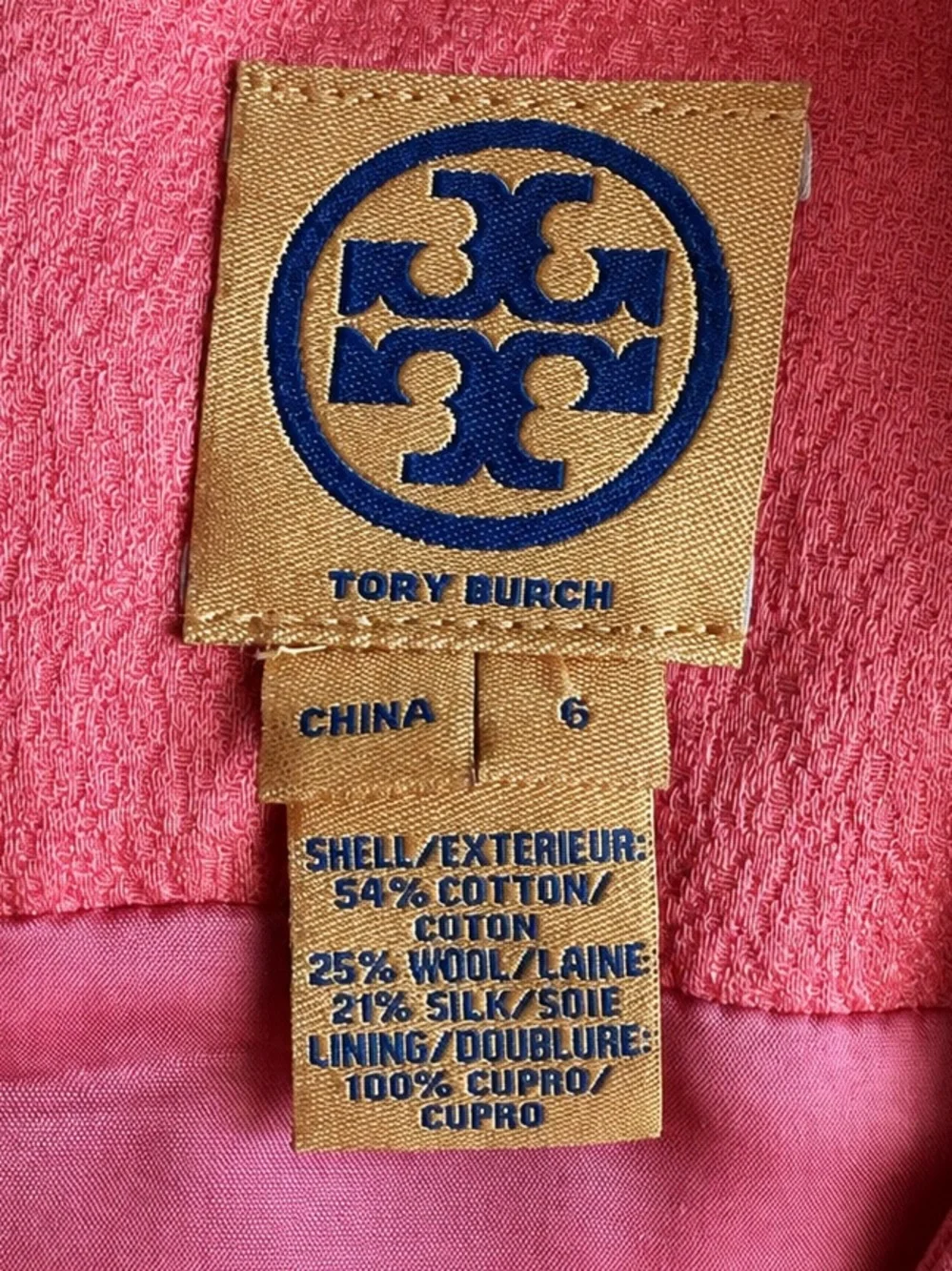 Tory Burch Coral Orange Sleeveless Sheath Dress Size 6 | Wool Silk Blend